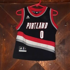 Adidas Kids Portland Basketball Jersey - Black and Red